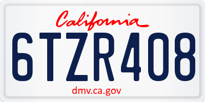 CA license plate 6TZR408