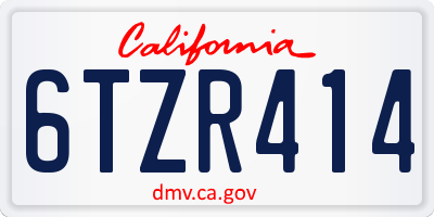 CA license plate 6TZR414