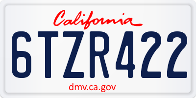 CA license plate 6TZR422