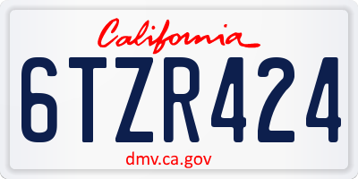 CA license plate 6TZR424