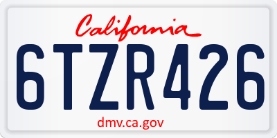 CA license plate 6TZR426