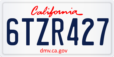 CA license plate 6TZR427