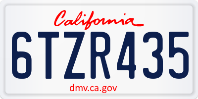 CA license plate 6TZR435
