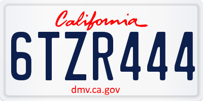 CA license plate 6TZR444