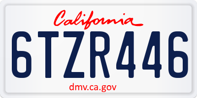 CA license plate 6TZR446