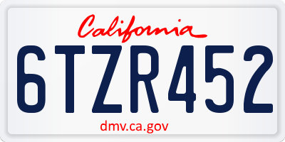 CA license plate 6TZR452