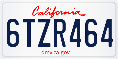 CA license plate 6TZR464