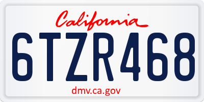 CA license plate 6TZR468