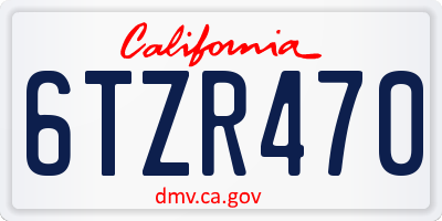CA license plate 6TZR470