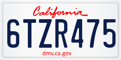 CA license plate 6TZR475