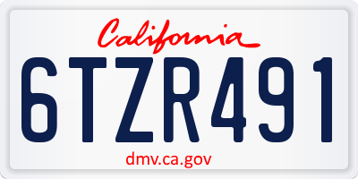 CA license plate 6TZR491