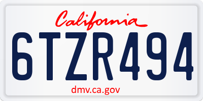 CA license plate 6TZR494