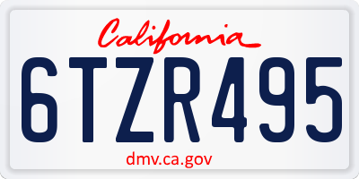 CA license plate 6TZR495