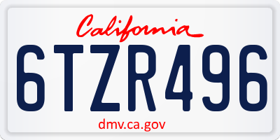 CA license plate 6TZR496