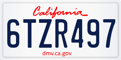 CA license plate 6TZR497