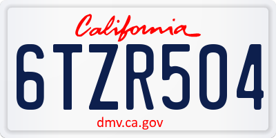 CA license plate 6TZR504
