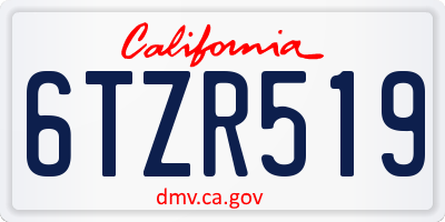 CA license plate 6TZR519