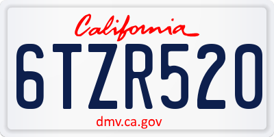 CA license plate 6TZR520