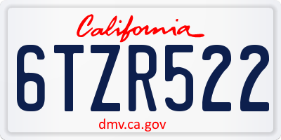 CA license plate 6TZR522