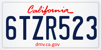 CA license plate 6TZR523