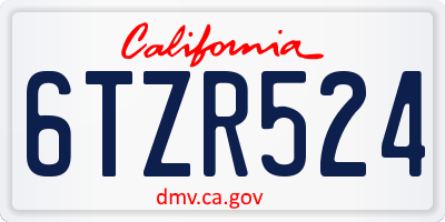 CA license plate 6TZR524