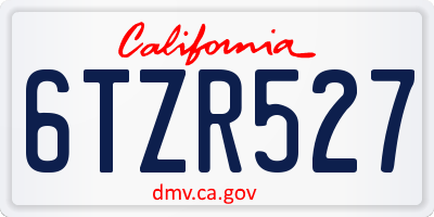CA license plate 6TZR527