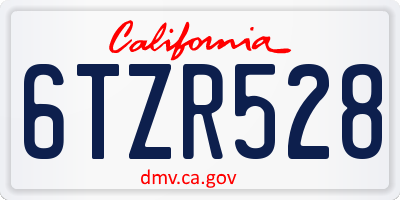 CA license plate 6TZR528