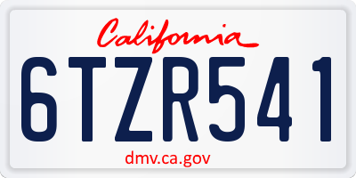 CA license plate 6TZR541