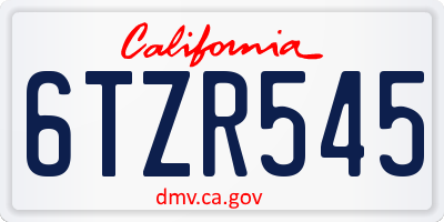 CA license plate 6TZR545
