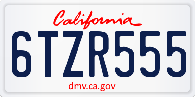 CA license plate 6TZR555