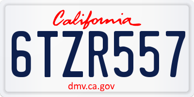 CA license plate 6TZR557