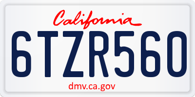 CA license plate 6TZR560