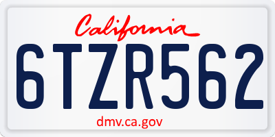 CA license plate 6TZR562