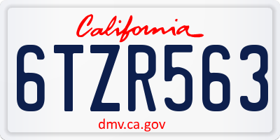 CA license plate 6TZR563