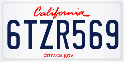 CA license plate 6TZR569
