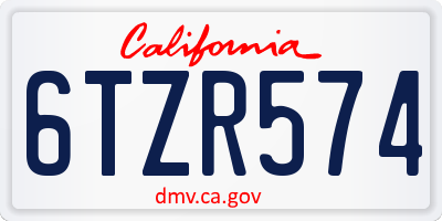 CA license plate 6TZR574