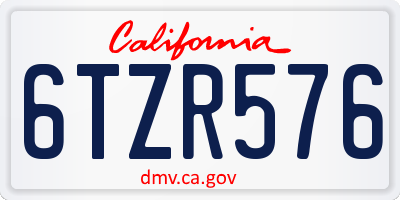 CA license plate 6TZR576