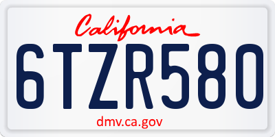 CA license plate 6TZR580
