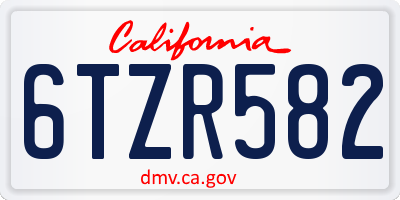 CA license plate 6TZR582