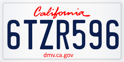 CA license plate 6TZR596