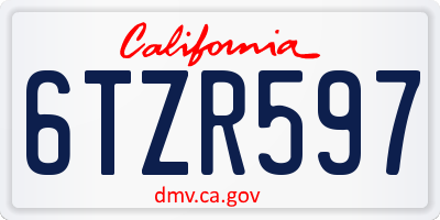 CA license plate 6TZR597