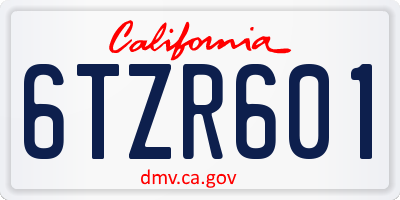 CA license plate 6TZR601