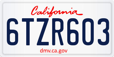 CA license plate 6TZR603