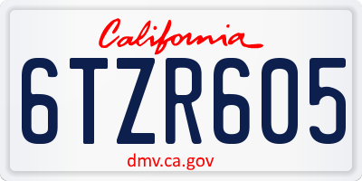 CA license plate 6TZR605