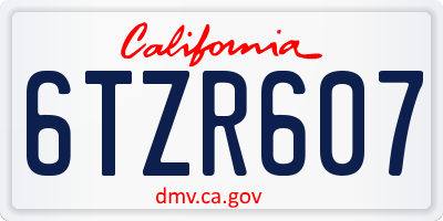 CA license plate 6TZR607