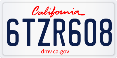 CA license plate 6TZR608