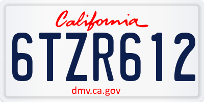 CA license plate 6TZR612