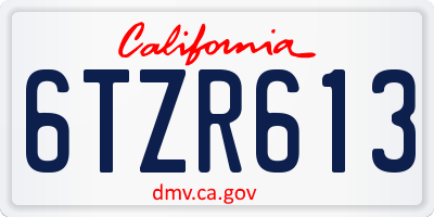 CA license plate 6TZR613