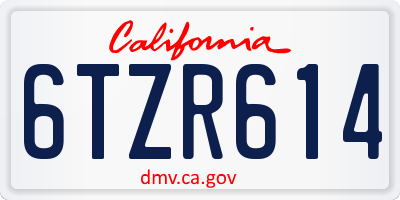 CA license plate 6TZR614