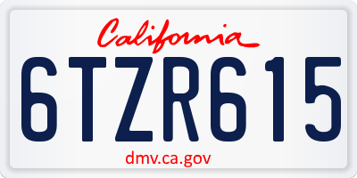 CA license plate 6TZR615